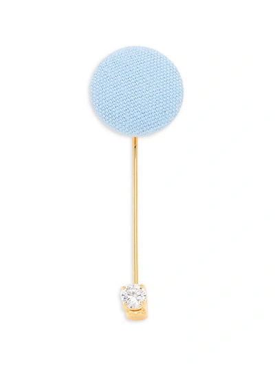 Shop Hook + Albert Goldtone & Crystal Button Pin In Light Blue