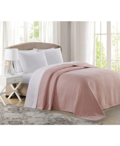 Shop Charisma 100% Cotton Deluxe Woven King Blanket In Blush