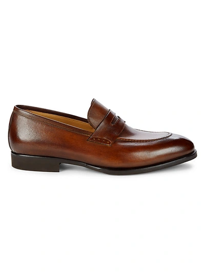 Shop Di Bianco Leather Slip-on Loafers In Camel