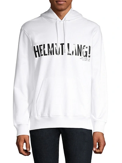 Shop Helmut Lang Exclamation Cotton Hoodie In Black Basalt