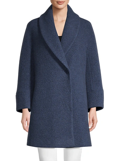 Shop Cinzia Rocca Icons Faux Fur Wool-blend Jacket In Slate Blue