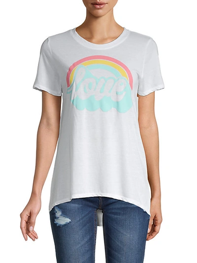 Shop David Lerner Graphic High-low Tee In Arctic White