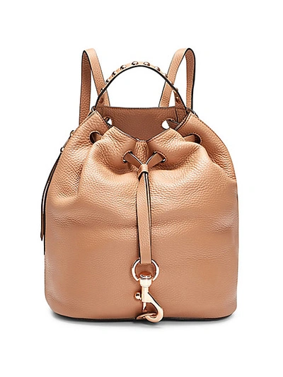 Shop Rebecca Minkoff Blythe Leather Bucket Backpack In Desert Tan