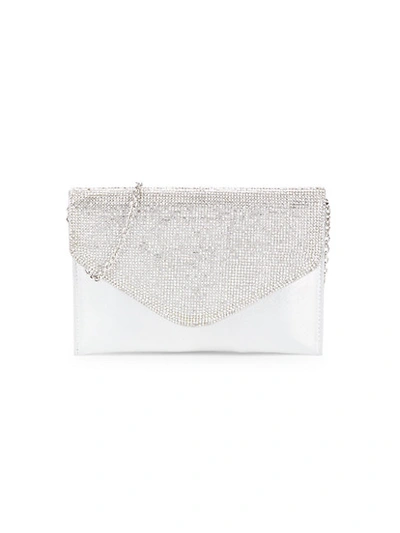 Shop Badgley Mischka Embellished Metallic Convertible Envelope Clutch In Silver