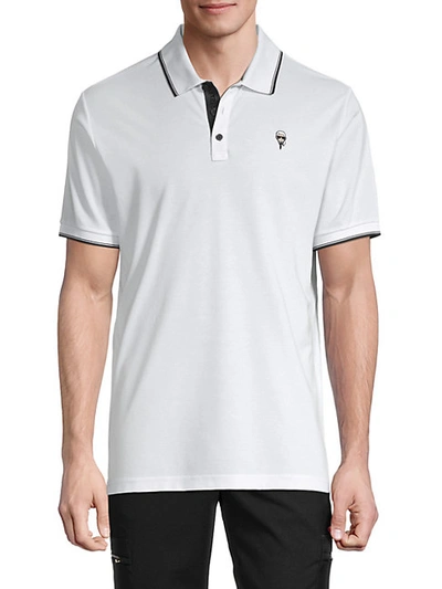 Shop Karl Lagerfeld Short-sleeve Cotton-blend Polo In White