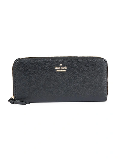 Shop Kate Spade Lindsey Zip-around Leather Wallet In Black