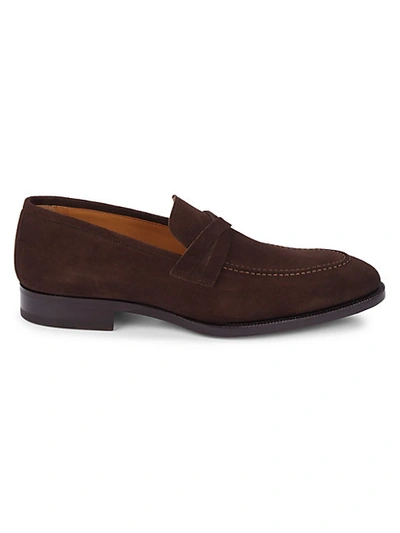 Shop Di Bianco Cross-strap Suede Loafers In Brown