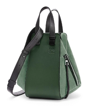 Shop Loewe Small Leather Hammock Top-handle Bag In Green