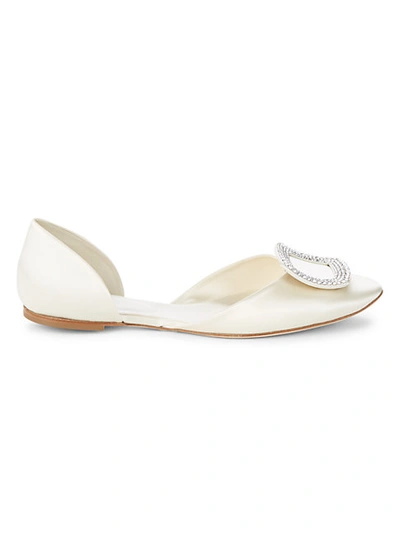 Shop Roger Vivier Satin Slip-on D'orsay Flats In White