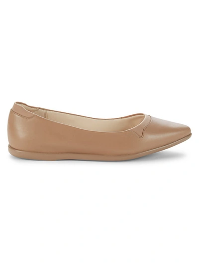 Shop Cole Haan Point-toe Leather Flats In Tan