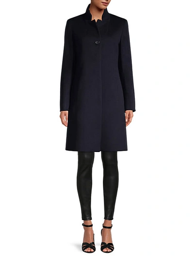 Shop Cinzia Rocca Icons Stand-collar Wool-blend Coat In Navy