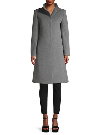 Shop Cinzia Rocca Icons Mockneck Wool-blend Coat In Heather Grey