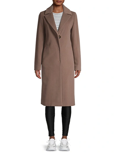 Shop Cinzia Rocca Icons Notch-lapel Wool-blend Coat In Taupe
