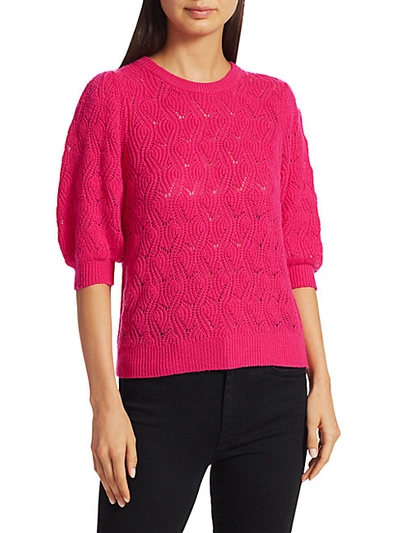 Shop Joie Wool & Cashmere Puff Sleeve Sweater In Fuchsia
