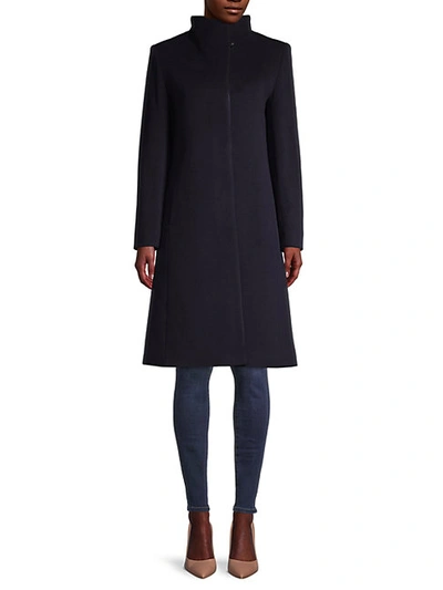 Shop Cinzia Rocca Icons Funnelneck Wool-blend Coat In Navy