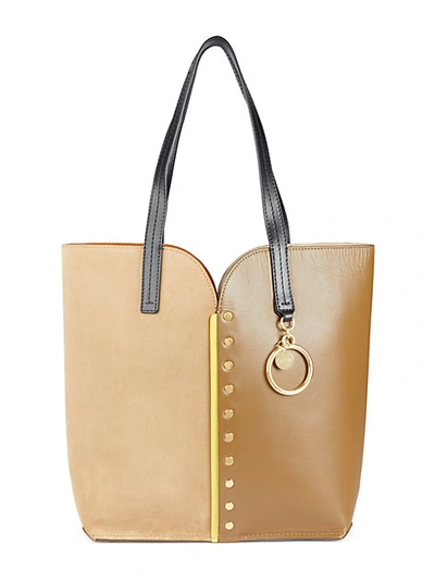 Shop See By Chloé Gaia Leather Tote In Dark Khaki