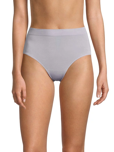 Shop Wacoal Ribbed Stretch Panties In Lilac Grey