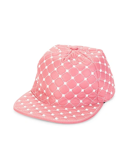 Shop Valentino Quilted Leather Baseball Cap In Pink