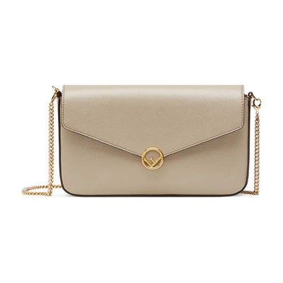 Shop Fendi Wallet On Chain With Pouches In Beige