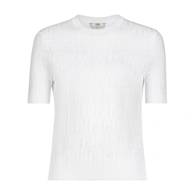 Shop Fendi Pink Cotton And Viscose Jumper In Blanc