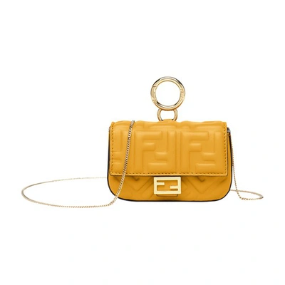 Shop Fendi Nano Baguette Charm In Jaune