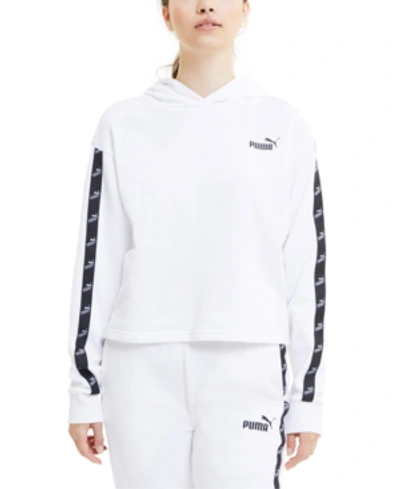 Shop Puma Women's Amplified Cropped Hoodie In  White