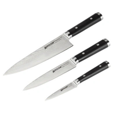 Shop Anolon Imperion 3-pc. Damascus Steel Cutlery Set In Black