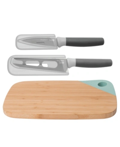Shop Berghoff Leo Collection 3 Piece Knife And Cutting Board Set, Grey And Green In Multi