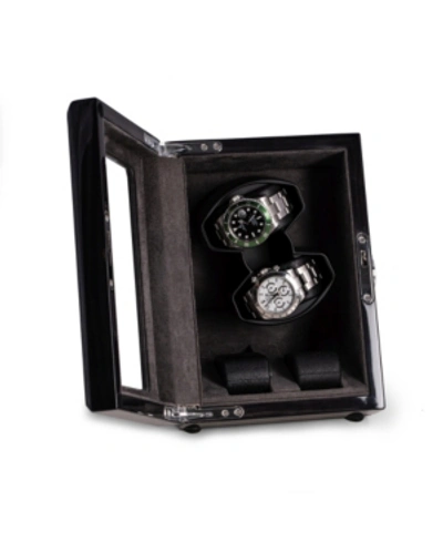 Shop Bey-berk High Lacquer 2 Watch Winder And 2 Watch Storage Case With Glass Top In Multi