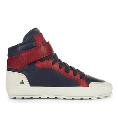 Isabel Marant Bessy Leather High-top Trainers In Navy