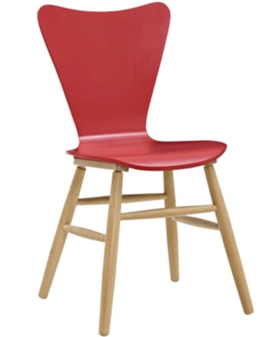 Shop Modway Cascade Wood Dining Chair In Red