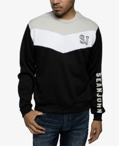 Shop Sean John Men's Contrast Chevron Sweatshirt In Jet Black