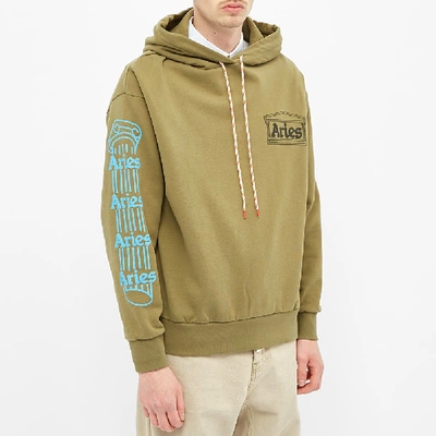 Shop Aries Column Hoody In Green