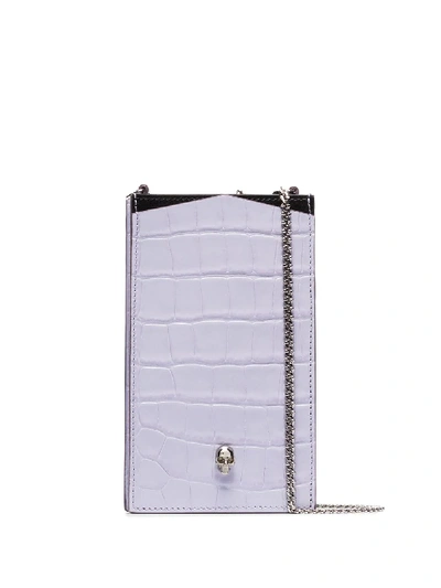 LILAC CROC EMBOSSED PHONE CASE ON CHAIN