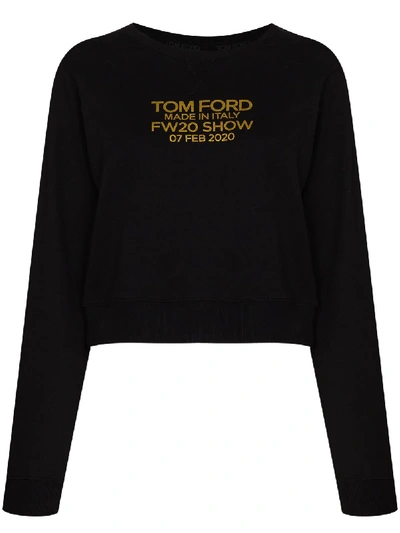 Shop Tom Ford Logo-print Long-sleeve Sweatshirt In Black