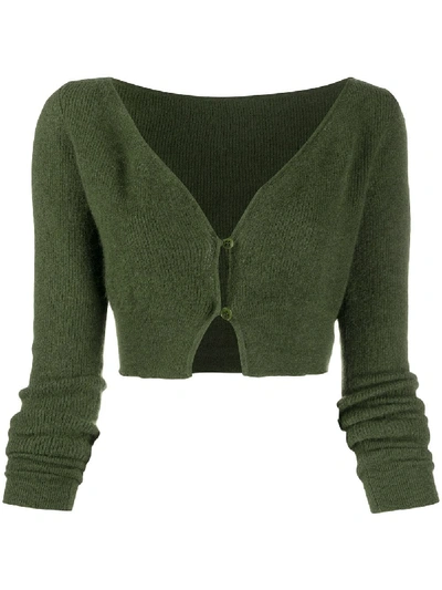 Shop Jacquemus Cropped Button-up Cardigan In Green