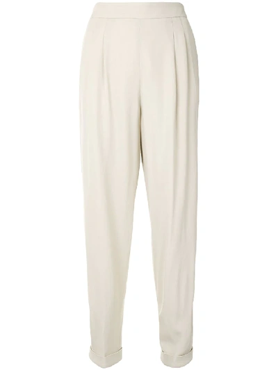 Shop Agnona Tapered Cropped Trousers In Neutrals