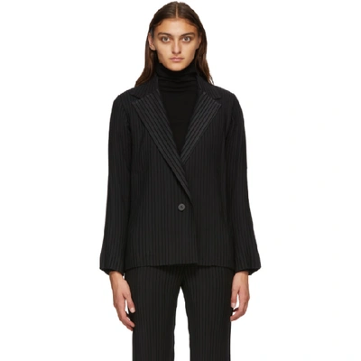 Shop Issey Miyake Black Tuxedo Pleats Blazer In 15 Black