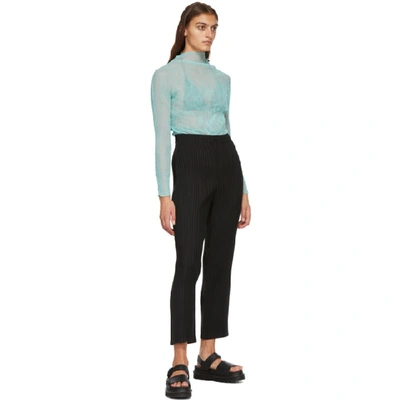 Shop Issey Miyake Blue Chiffon Twist Blouse In 64 Sage