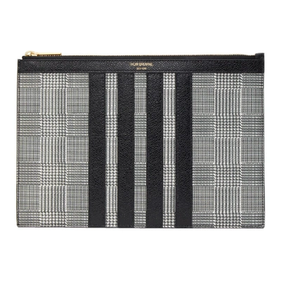 Shop Thom Browne Black & White Small Prince Of Wales Pouch In 980 Blk/wht