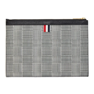 Shop Thom Browne Black & White Small Prince Of Wales Pouch In 980 Blk/wht