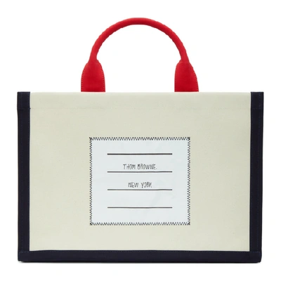 Shop Thom Browne Off-white Squared Tote In 114 Off Whi