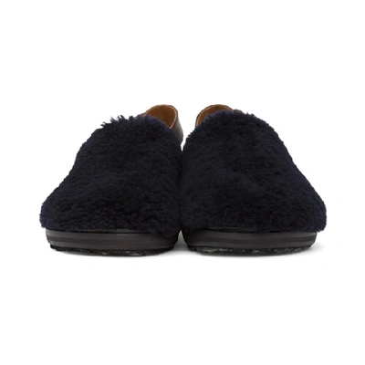 Shop Marni Blue & Black Shearling Loafer In Zl727 Blubl