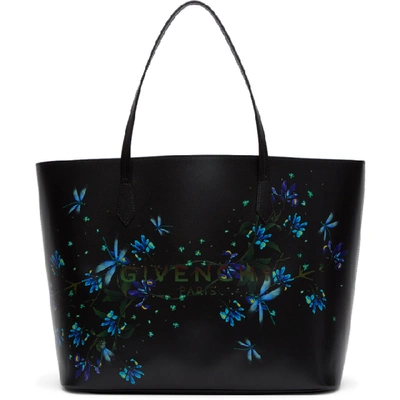 Shop Givenchy Black Floral Ophelia Tote In 001 Black
