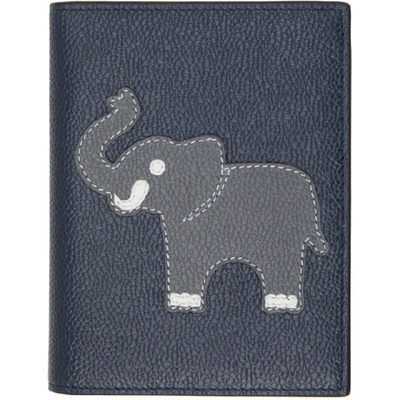 Shop Thom Browne Navy Animal Icon Passport Holder In 415 Navy