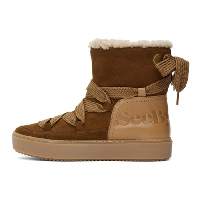 Shop See By Chloé Tan Shearling Charlee Boots In 506 Tabacco