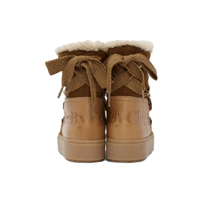 Shop See By Chloé Tan Shearling Charlee Boots In 506 Tabacco