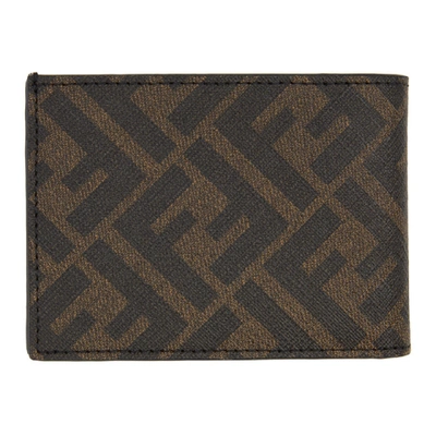 Shop Fendi Black And Brown Forever  Bifold Wallet In F199b Tobac