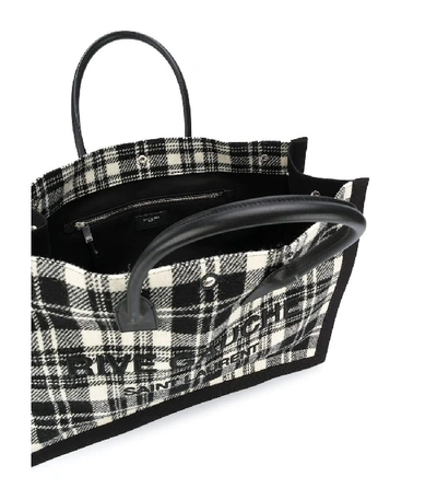 Shop Saint Laurent Black And White Rive Gauche Tote Bag In Black/white