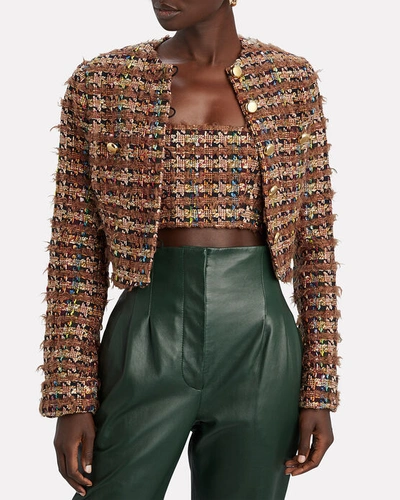 Shop Ronny Kobo Molly Cropped Bouclé Jacket In Multi